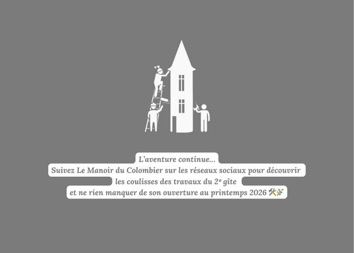 Logo du Manoir du Colombier, chantier du second gîte ouverture printemps 2026.