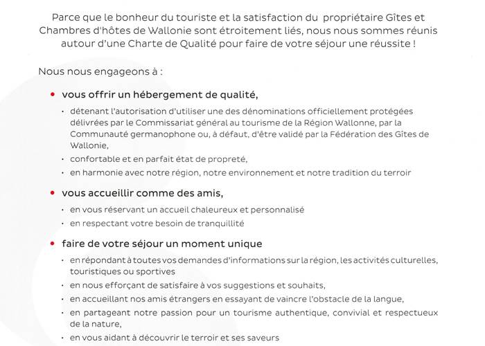 Charte Gîtes de Wallonie