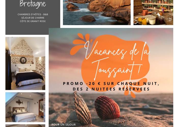 Chambre d'hôtes de charme en Bretagne pour les vacances de la Toussaint 2025