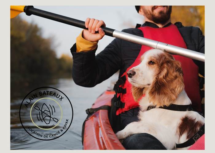 chien canoe Ardèche