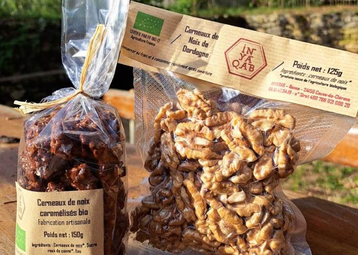 Nos cerneaux de noix bio nature ou caramélisés INYAQAB Dordogne