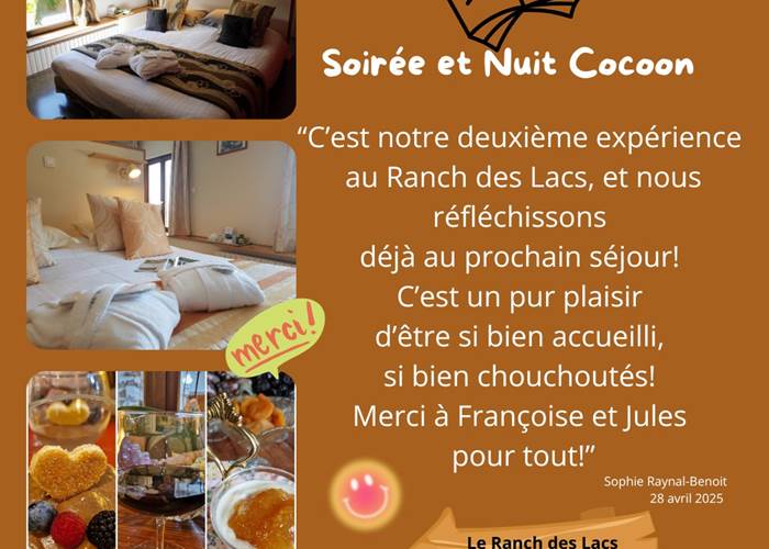 Soirée et Nuit Cocoon au Ranch des Lacs avril 2025