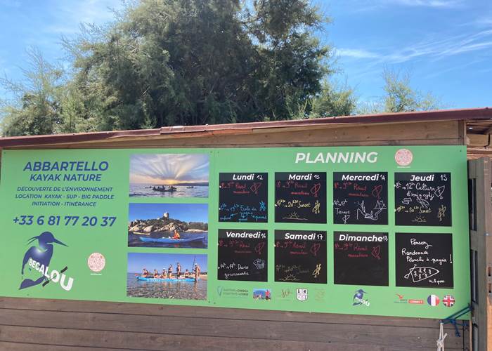 Abbartello kayak Corse planning semaine 15 aout