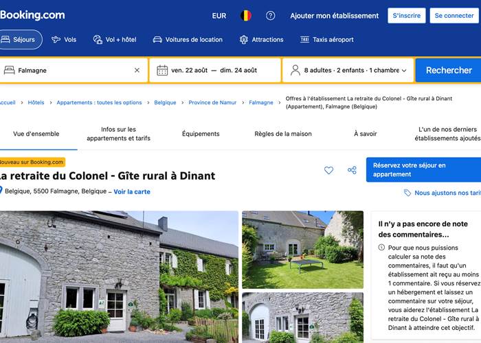 Réserver le gîte sur Booking.com