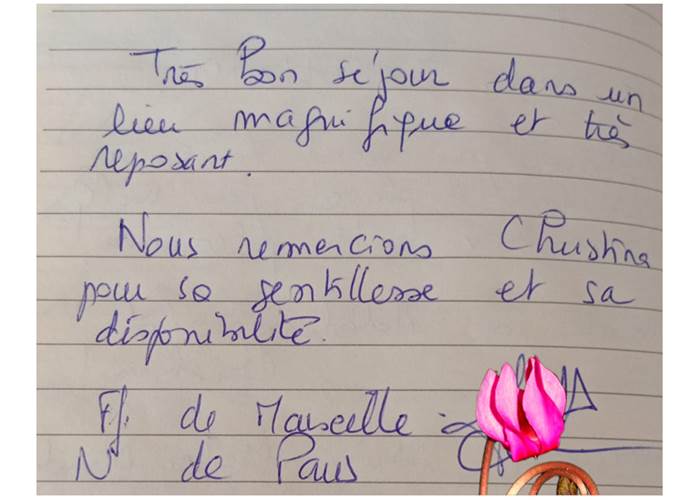 Sur le Livre d'Or avril 2026 - Domaine des Cyclamens
