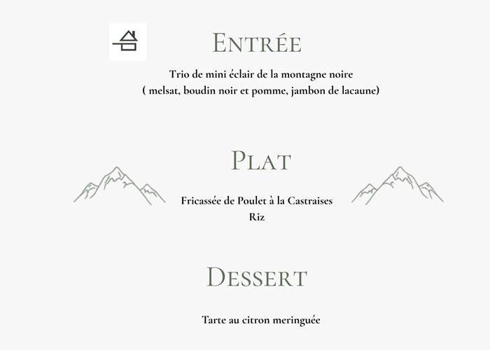Menu table d hôte La grande maison Mazamet Soirée Pastorale)