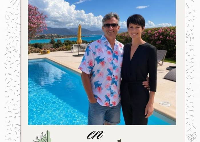 Couple en vacances à Casa Nova, chambres d’hôtes à Sagone avec piscine vue mer.