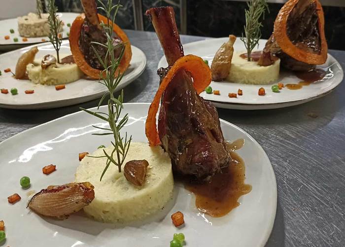 Douceur des Alpages, souris confite & écrasé parfumé Hôtel Restaurant La Sapinière pied des pistes Saint Lary Soulan Hautes Pyrénées (65)