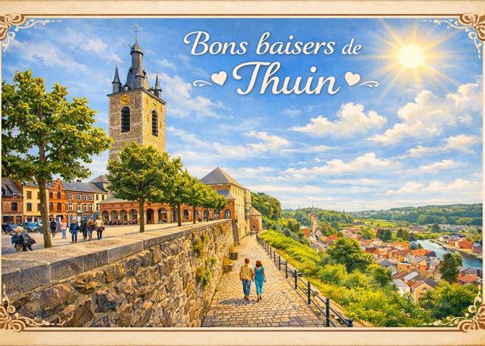Les remparts de Thuin et son beffroi