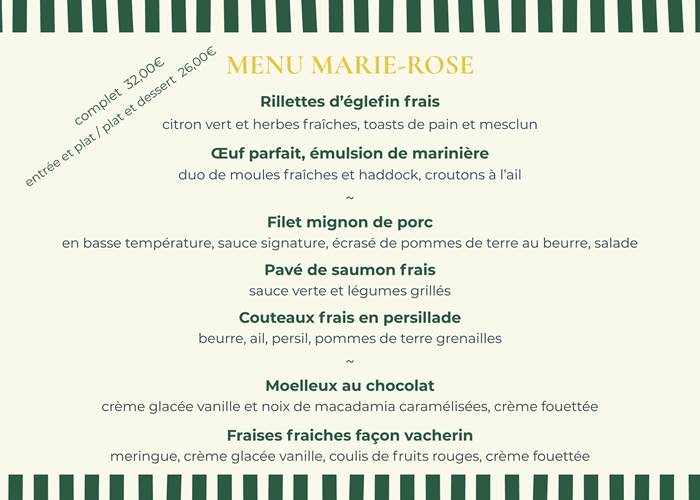 restaurant la villa rose marie saint brevin océan vue mer menu marie-rose