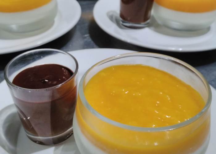 pannacotta à la mangue et mousse chocolat