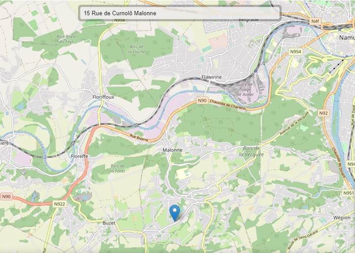 Pointage de notre gîte entre la Meuse et la sambre