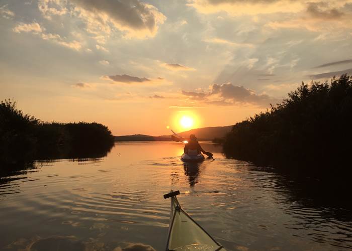 Abbartello kayak Corse coucher de soleil