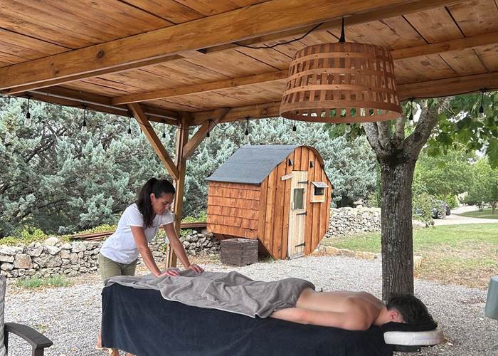 massage plein air côté sauna