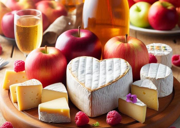 Du fromage, du cidre et des pommes.