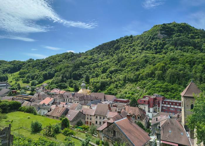 Vue depuis les hauteurs sur la ville de Salins les Bains