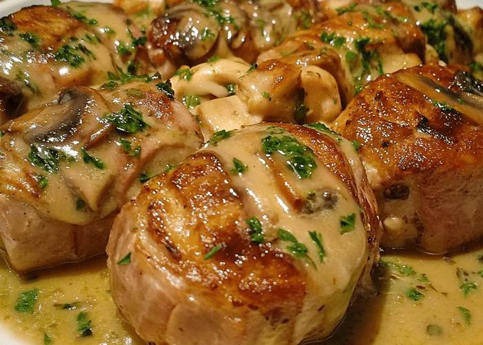 Les paupiettes de porc en sauce