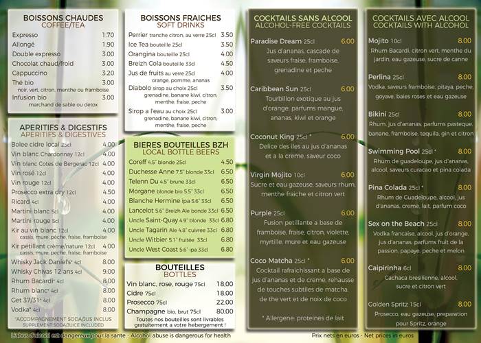 Cartes des boissons & snacking 2026 verso-news