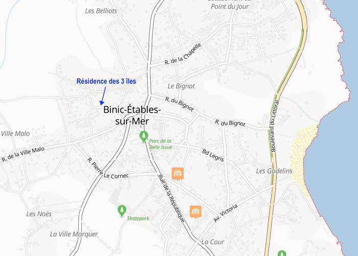 Résidence des 3 îles en plein centre-ville d'Etables sur mer