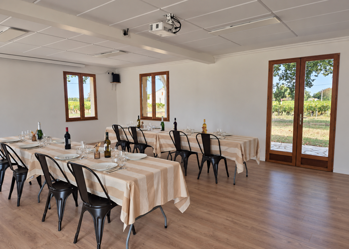 Repas face aux vignes
