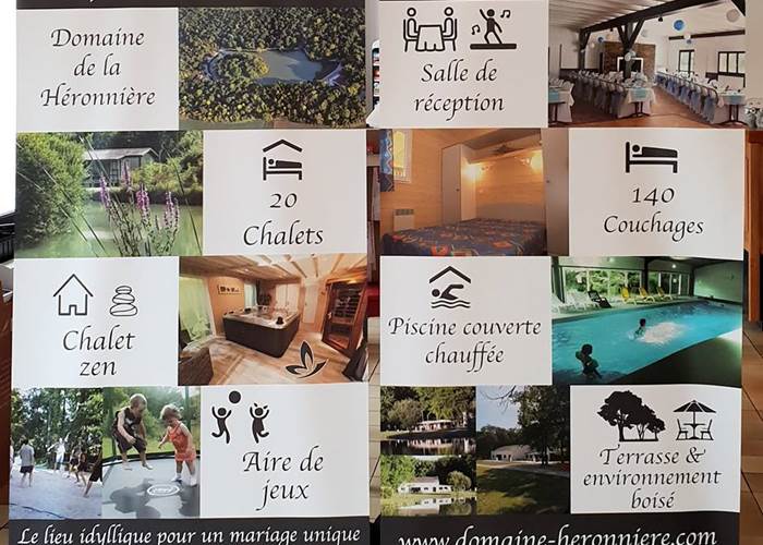 Domaine de la Héronnière, 20 chalets, 140 couchages, salle de réception