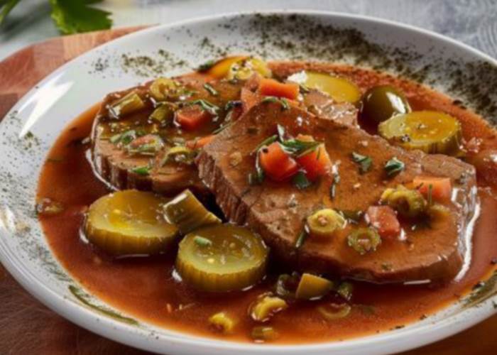 La langue de boeuf sauce piquante