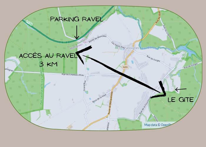 Accès au RaVel depuis le gîte La demoiselle ô bois