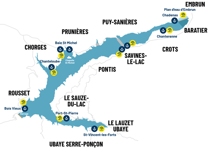 Les plages du Lac de Serre-Ponçon