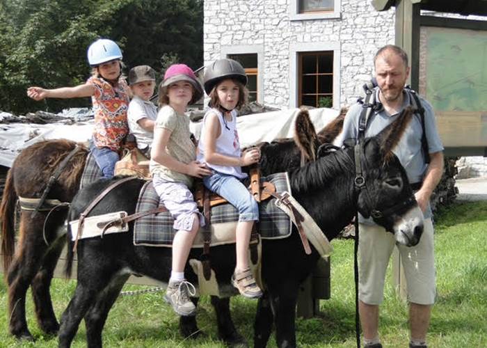Une famille, un âne, le bonheur