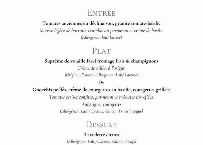 Menu du 29 Juin au 5 Juillet 2026 Bistrot grande maison Mazamet