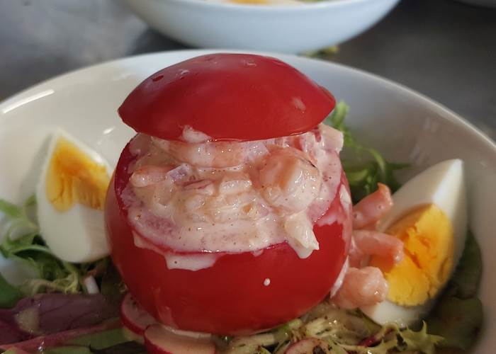 assiette fraîcheur tomate crevettes Le Ranch des Lacs