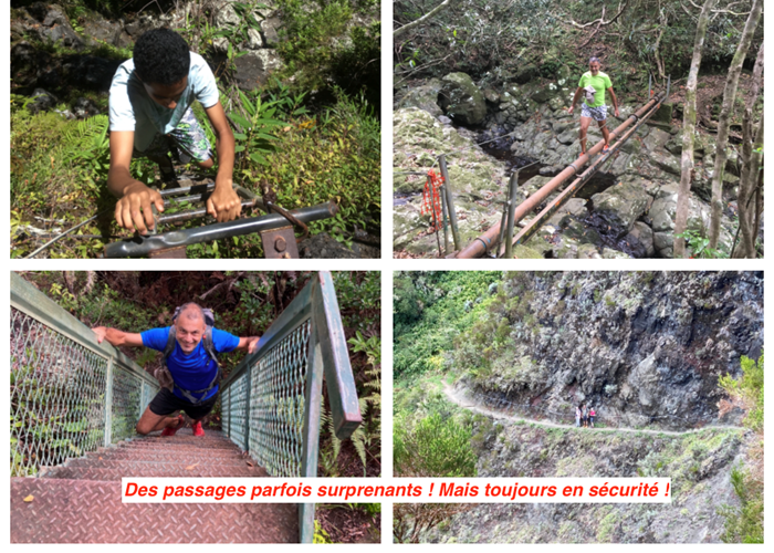 Echelles, passerelles et sentier en paroi