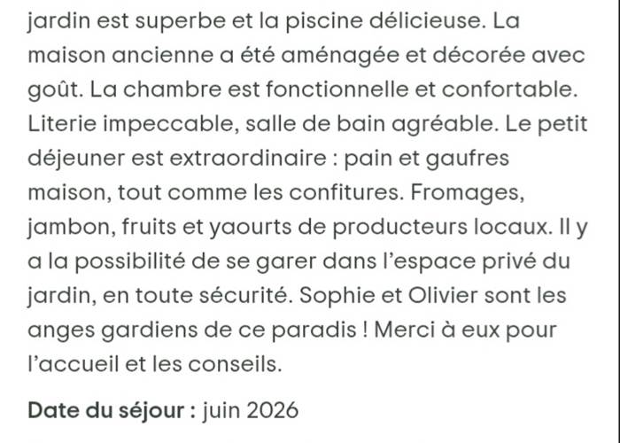 Les commentaires de nos hôtes 😍