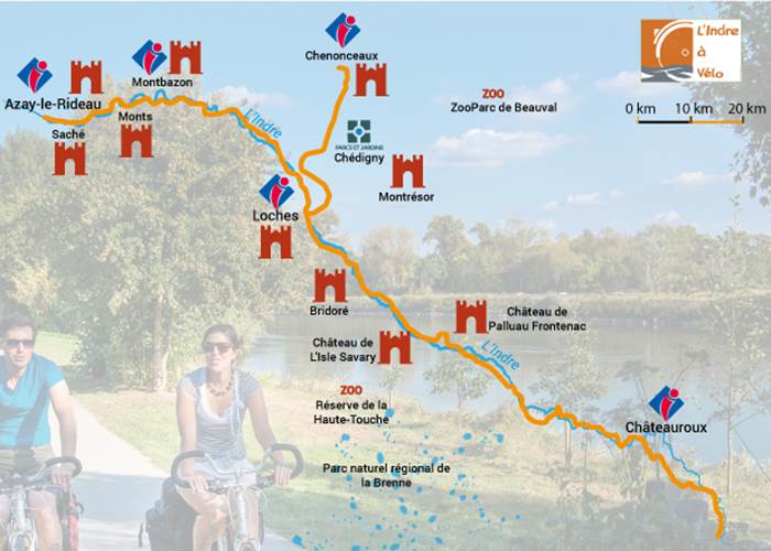 Carte de l'Indre à vélo