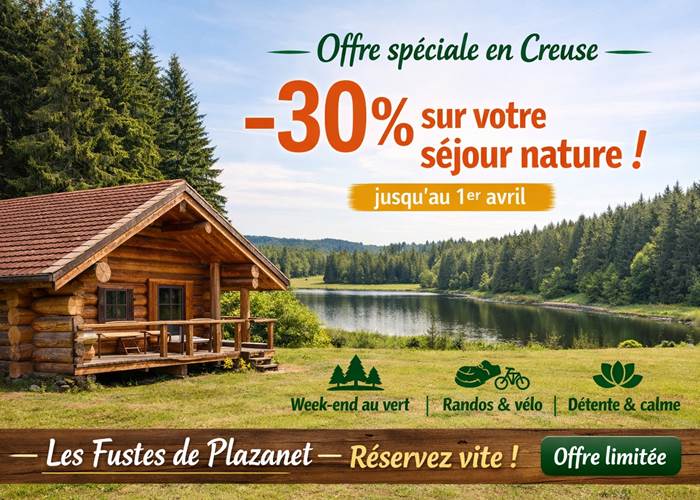 Offre spéciale : -30% sur votre séjour nature en Creuse