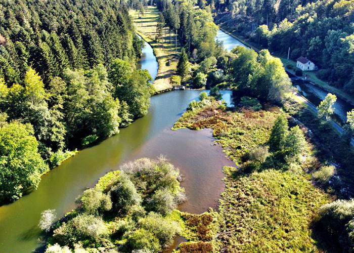 Le Côney avec le canal d'amenée de la Manufacture et le canal des Vosges