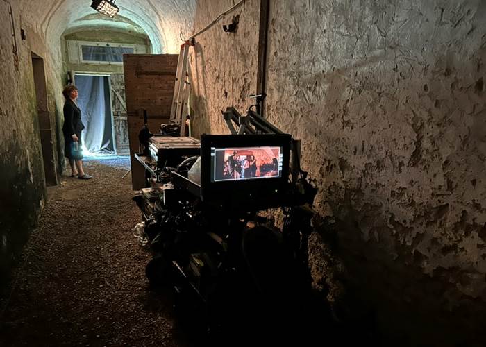 Tournage dans les caves du Château
