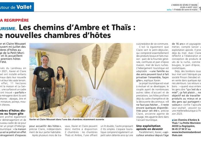 Article Hebdo Sèvre et Maine 04 août 2022