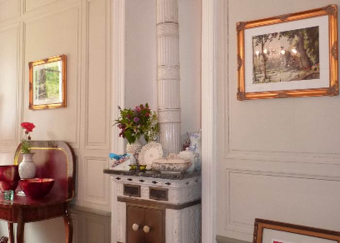 Détail du poêle de la salle à manger