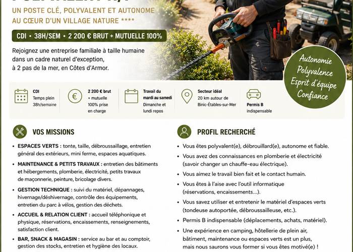 Recrutement - CDI 38h – Agent technique polyvalent H/F