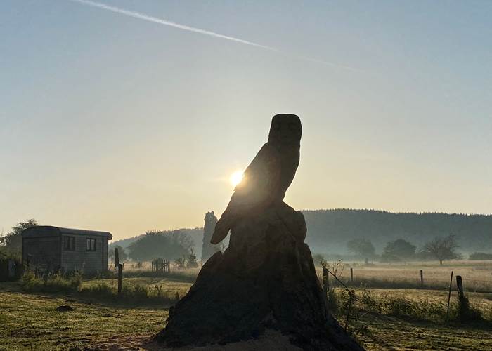 Les terres de la chouette, lever de soleil depuis la gardienne des lieux
