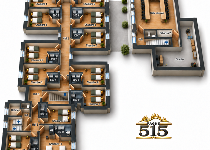 Plan 3D du 1er étage