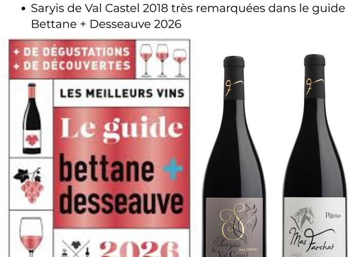 Récompenses cuvées Mas Farchat
