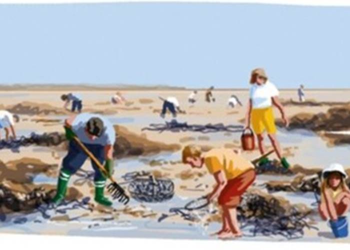 dessin groupe de pêcheurs à pied monsieur JEAN