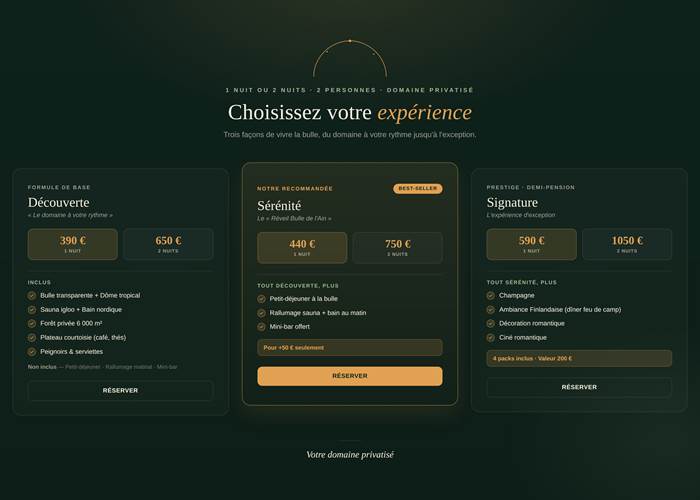 Tarifs et formules