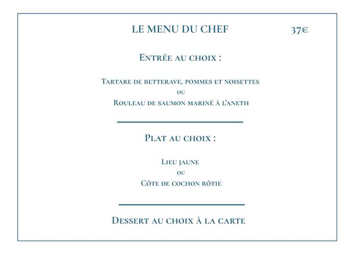 Menu du chef