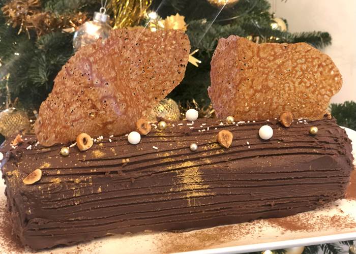 Buche de Noël lors d'un repas entre collègue