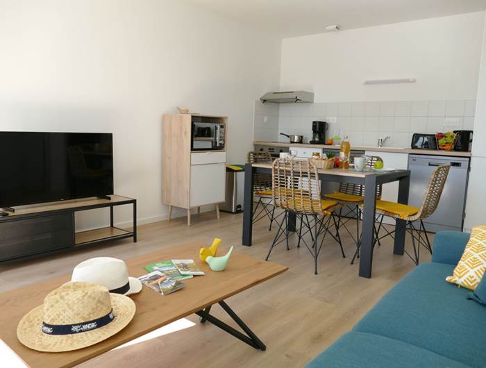 Salon cosy - Résidence Heurtebise Jonzac - Appartement l'Oméga