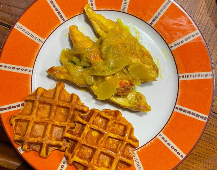 Poulet coco - Gaufrette de patate douce-page