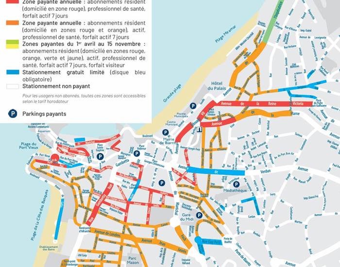 Plan de stationnement de la ville de Biarritz
